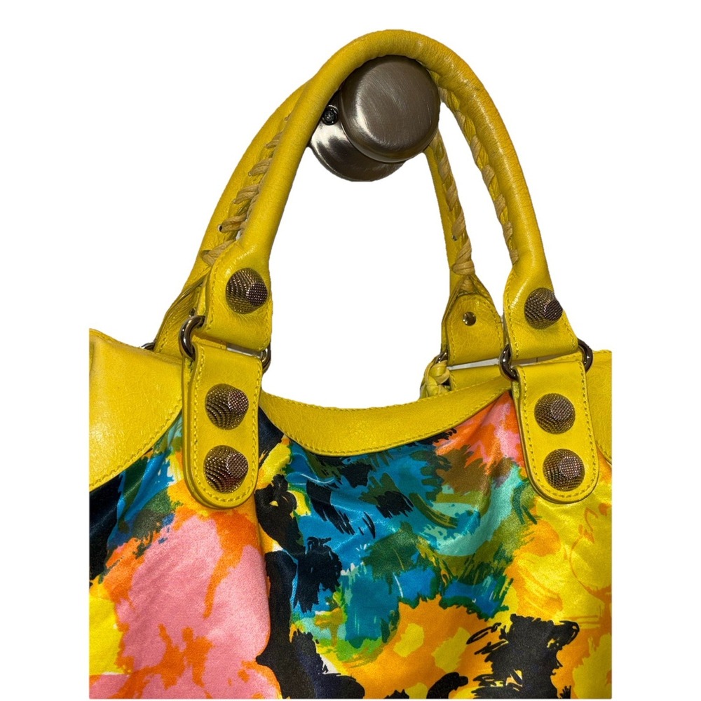 Balenciaga Yellow Floral Print Satin Giant 21 Velo Bag - Picture 6 of 16
